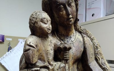 Restauration d’une statue en bois d’une Vierge à l’enfant, Entrelacs, Auvergne Rhône Alpes, Savoie (73)